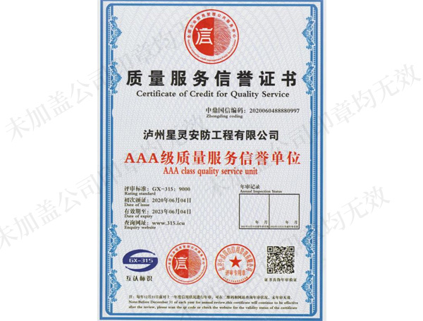 3A級(jí)質(zhì)量服務(wù)信譽(yù)單位